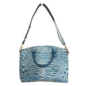 Brahmin Melbourne Duxbury cerulean blue embossed leather croc handbag.